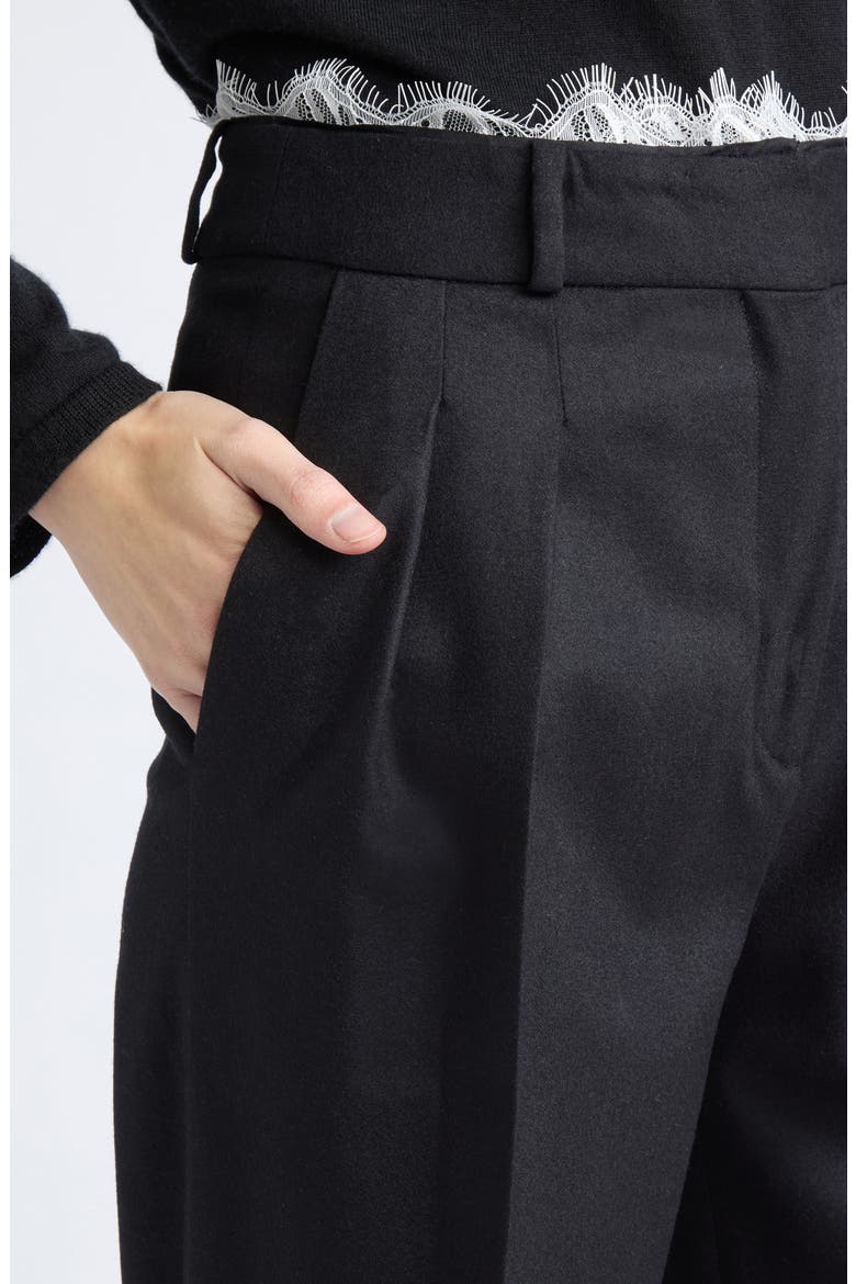 Saul Lace Trim Stretch Wool & Cashmere Pants, Alternate, color, BLACK/ IVORY