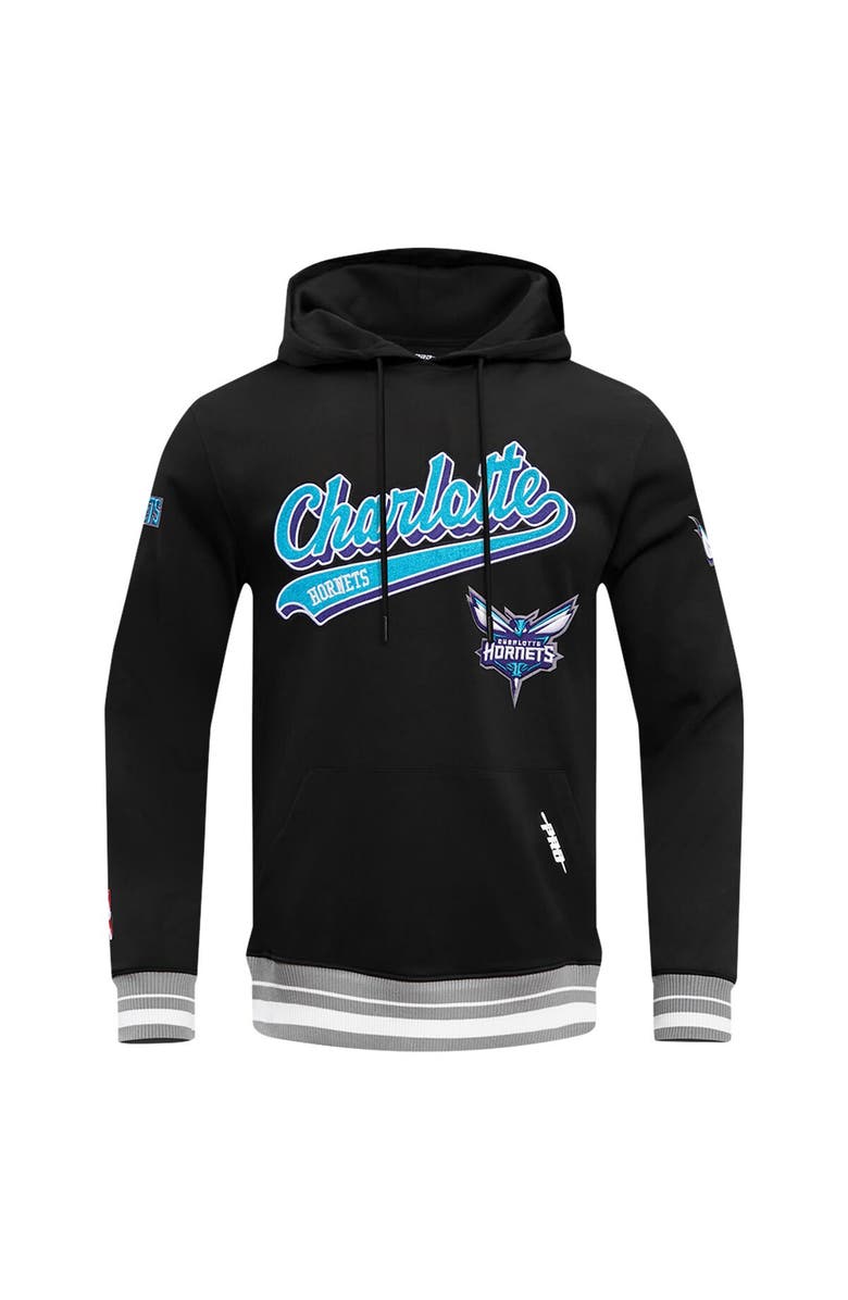 PRO STANDARD Men's Pro Standard Black Charlotte Hornets Script Tail Pullover Hoodie, Alternate, color, 