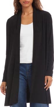 Karen Kane Travel Jersey Open Front Side Zip Cardigan