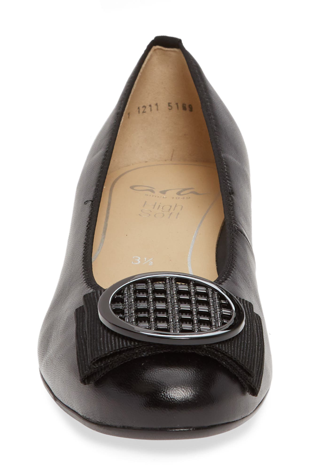 ara Bambi Flat, Alternate, color, Black Leather