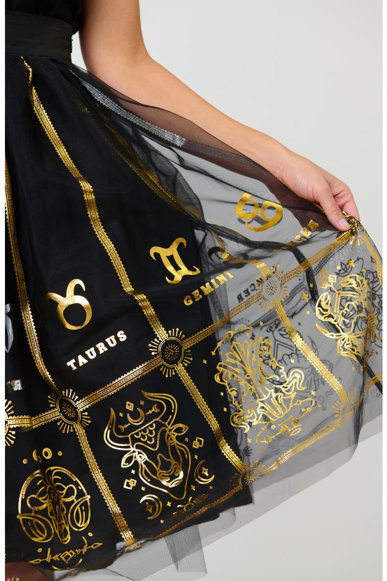 Brilliance Swing Skirt, Alternate, color, Black Zodiac Sign Print