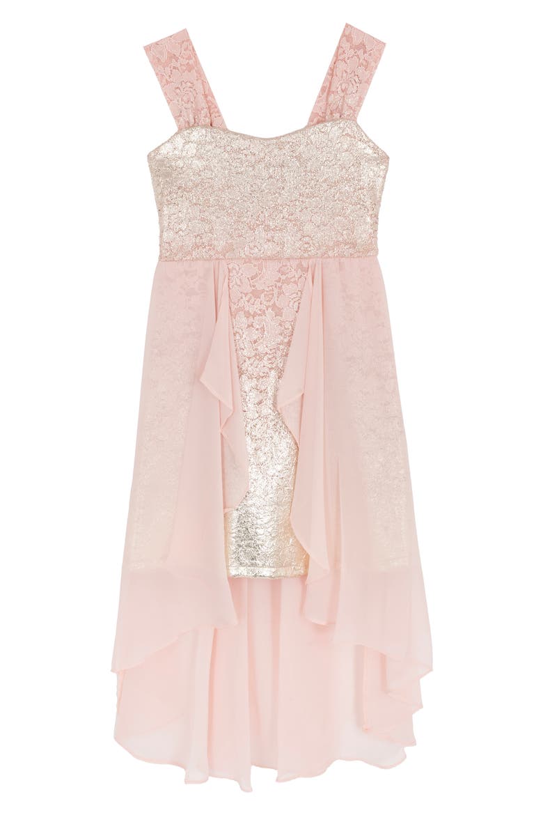 Kids' Floral Lace & Chiffon Dress, Main, color, BLUSH
