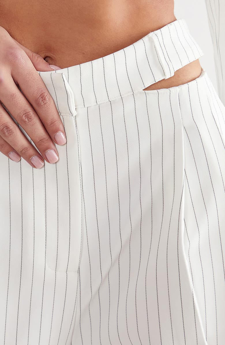 NASTY GAL Cutout Detail Pinstripe Pants, Alternate, color, 
