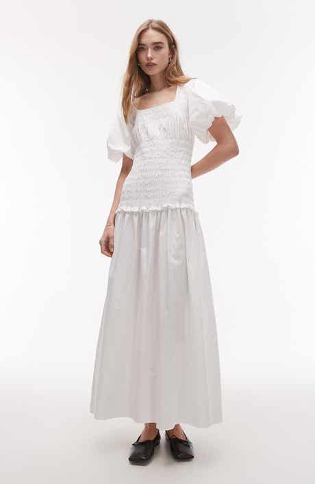 Topshop Shirred Puff Sleeve Maxi Dress
