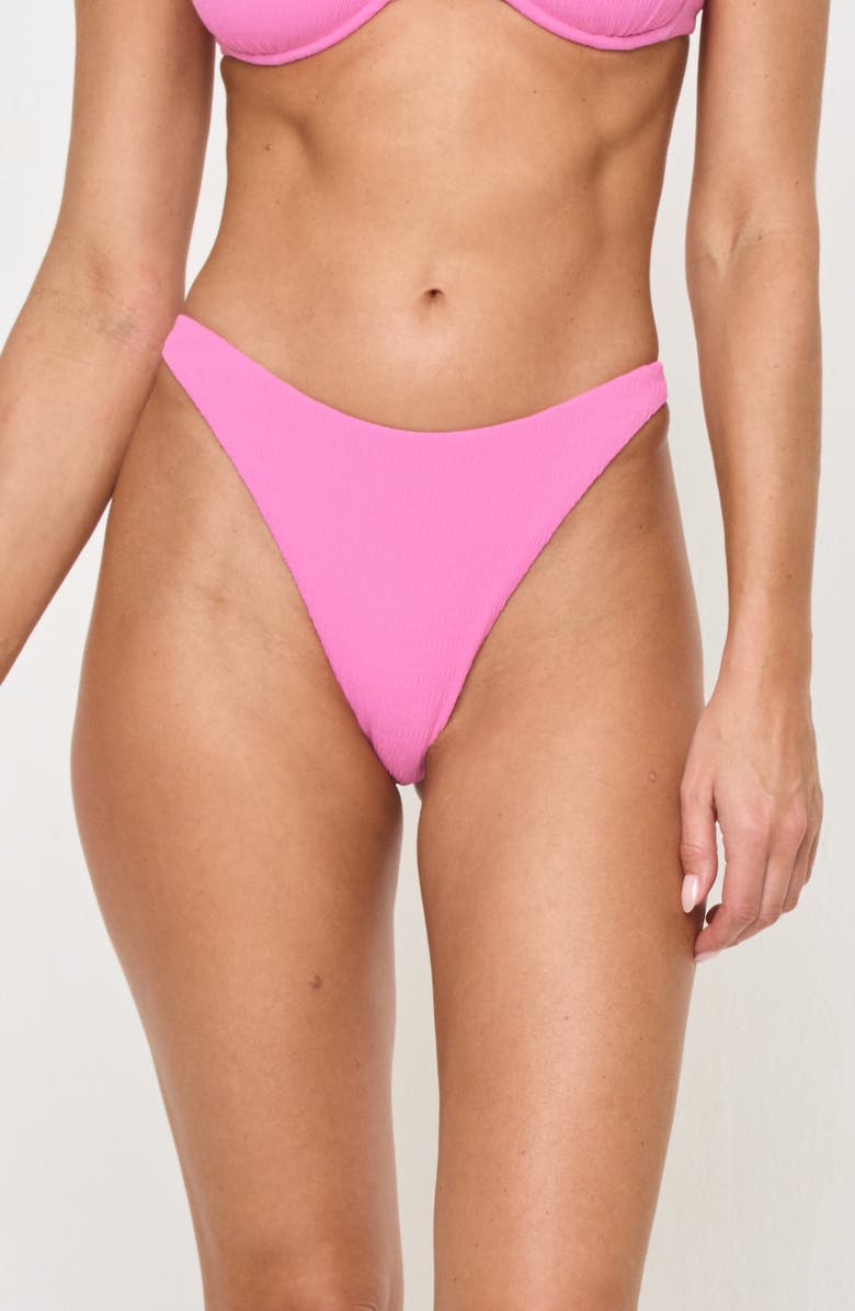 LSPACE Leilani Bitsy Pucker Textured Bikini Bottoms, Main, color, Hottest Pink