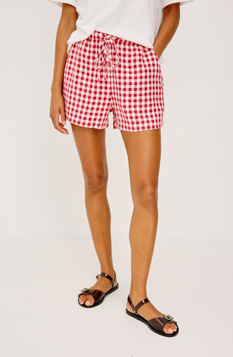 Rails Jenner Gingham Pull-On Linen Shorts, Alternate, color, Picnic Check