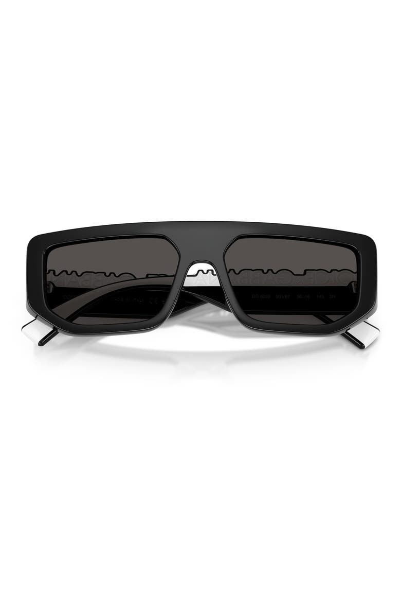 56mm Rectangular Sunglasses, Alternate, color, BLACK / DARK GREY