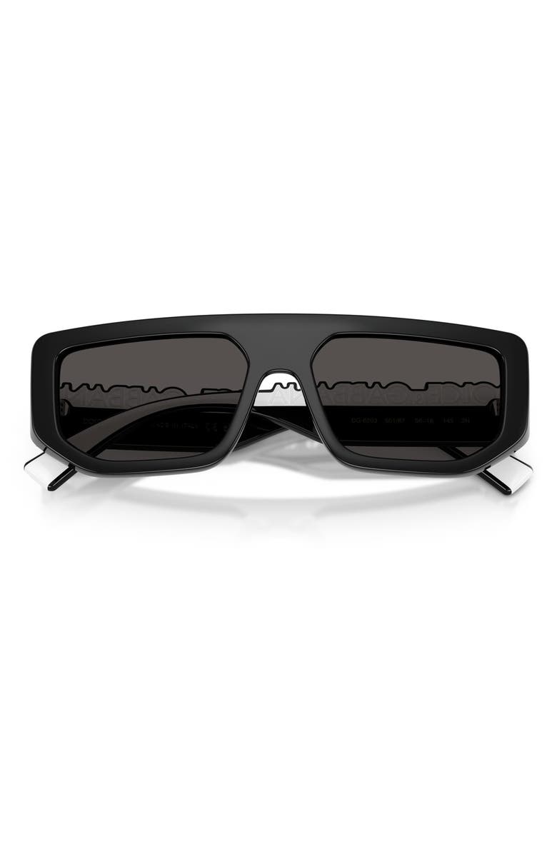 Dolce&Gabbana 56mm Rectangular Sunglasses, Alternate, color, Black / Dark Grey