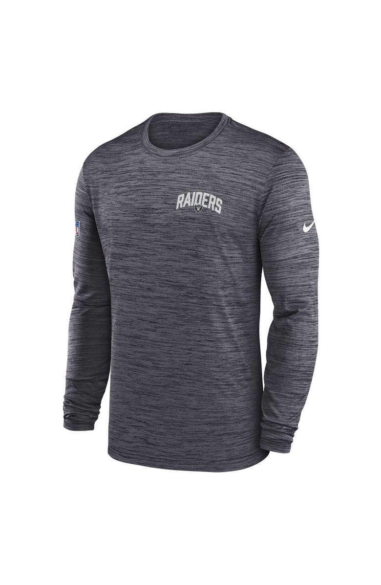 Nike Men's Nike Charcoal Las Vegas Raiders Sideline Velocity Athletic Stack Performance Long Sleeve T-Shirt, Alternate, color,