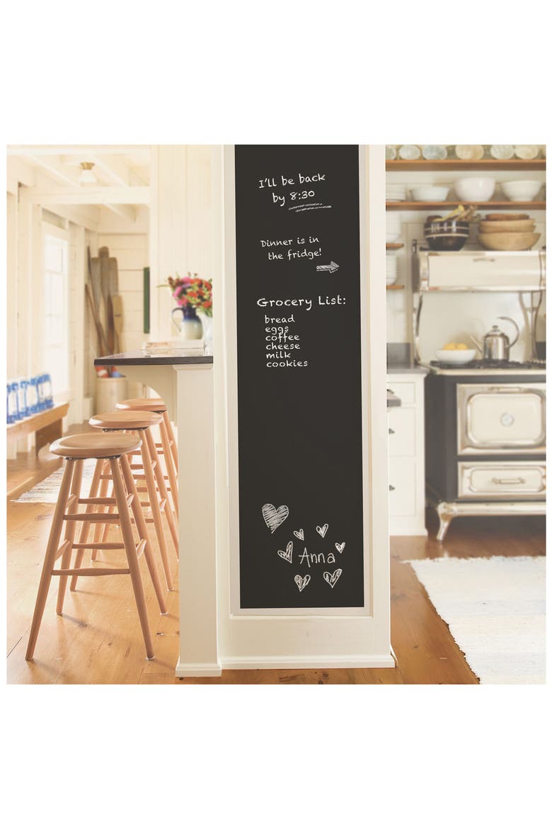 Vintage Chalkboard Peel & Stick Wallpaper, Alternate, color, BLACK