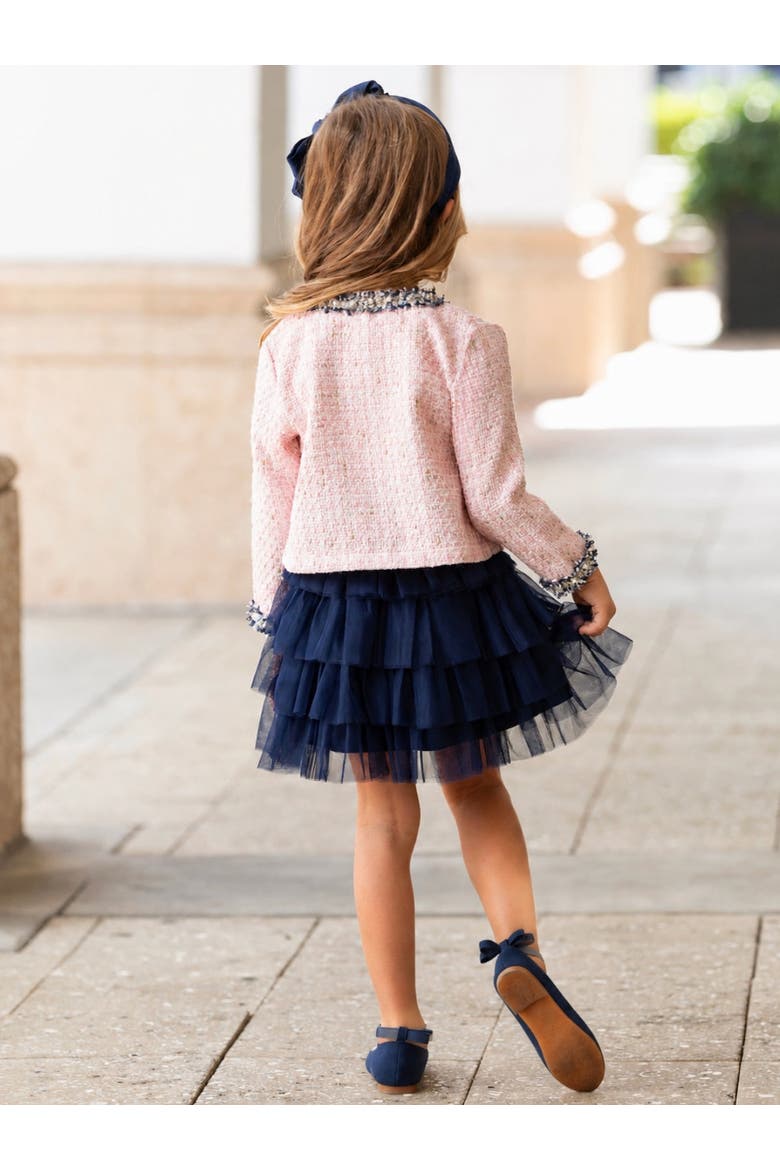 Bow Bliss Cute Jacket and Tulle Skirt Set, Alternate, color, Pink