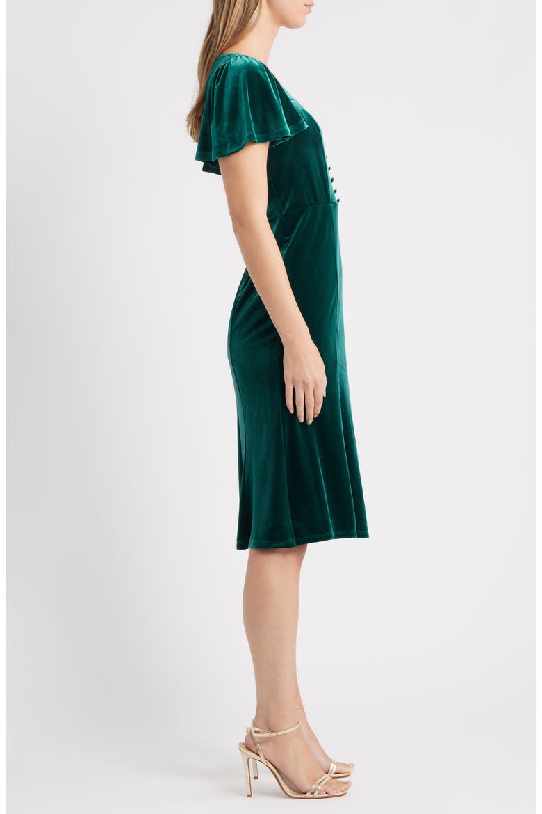 Flared Sleeve Velvet Dress, Alternate, color, MIDNIGHT PINE
