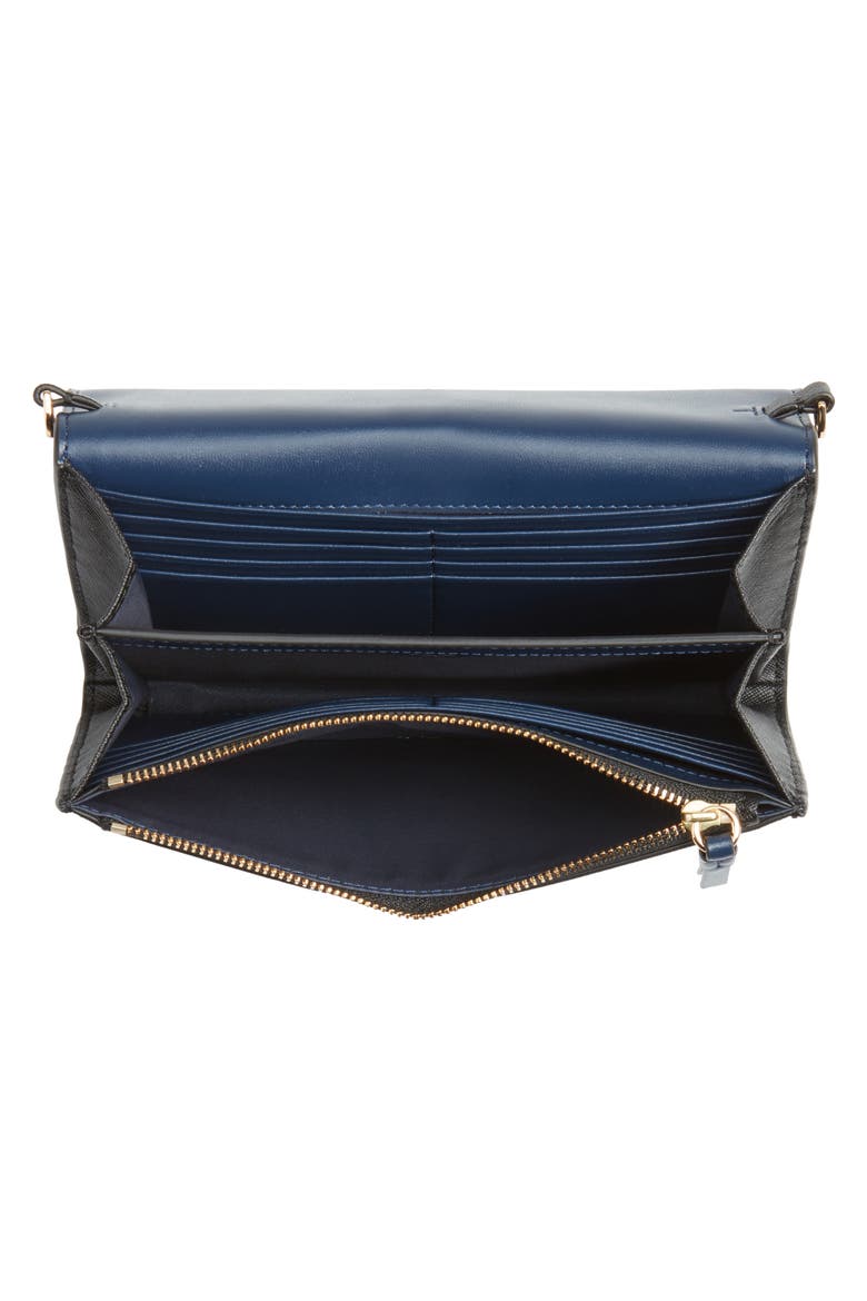 Robinson Leather Wallet on a Chain, Alternate, color, BLACK / ROYAL NAVY