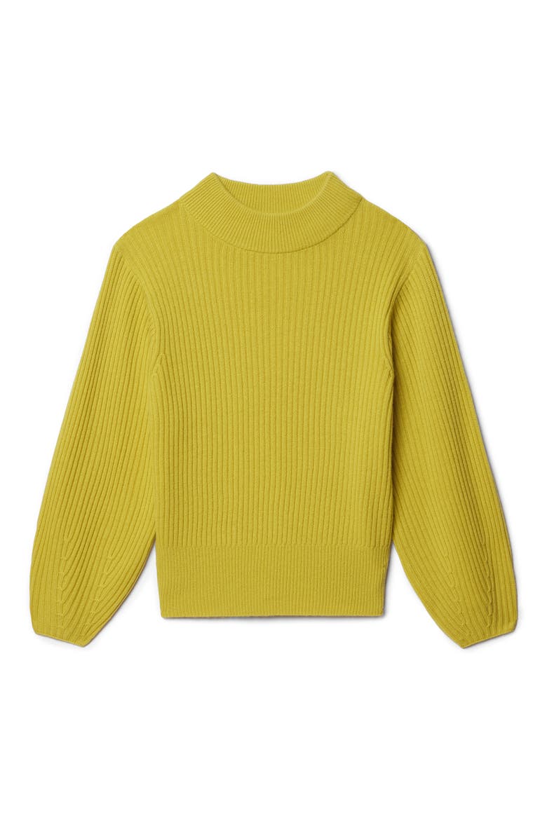 Mock Neck Cashmere & Wool Rib Sweater, Alternate, color, CHARTREUSE