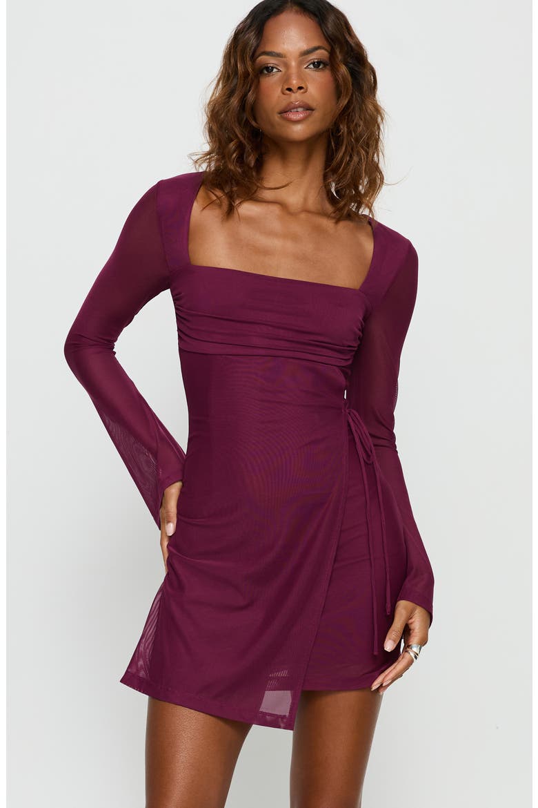 Martinez Mesh Long Sleeve Minidress, Alternate, color, PURPLE