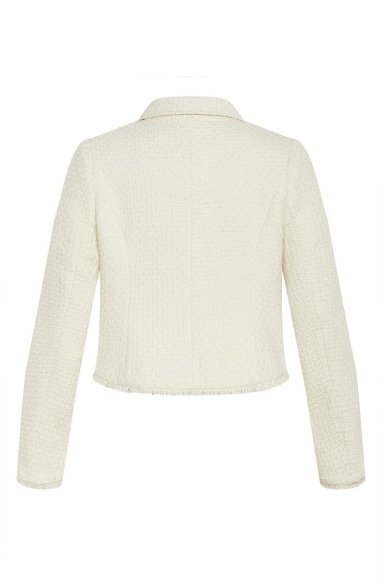 City Chic Mariah Fray Hem Tweed Jacket, Alternate, color, Ivory