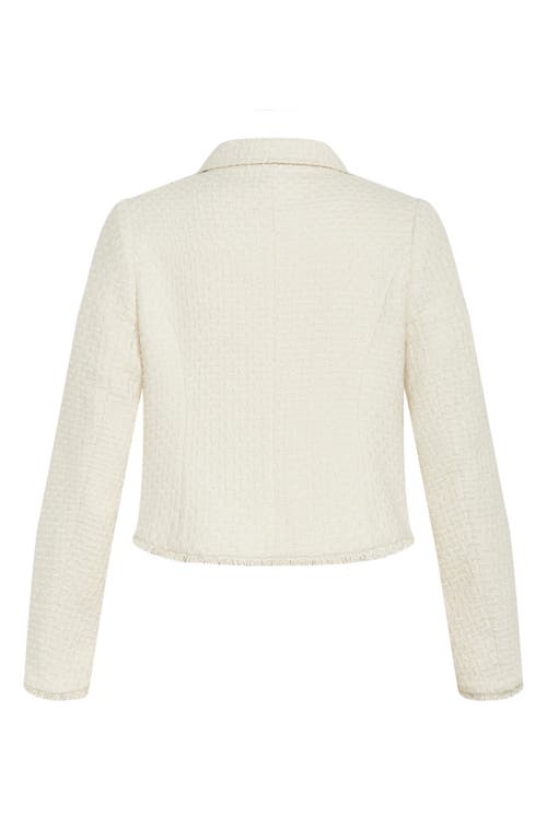 Shop City Chic Amira Fray Trim Bouclé Jacket In Cream