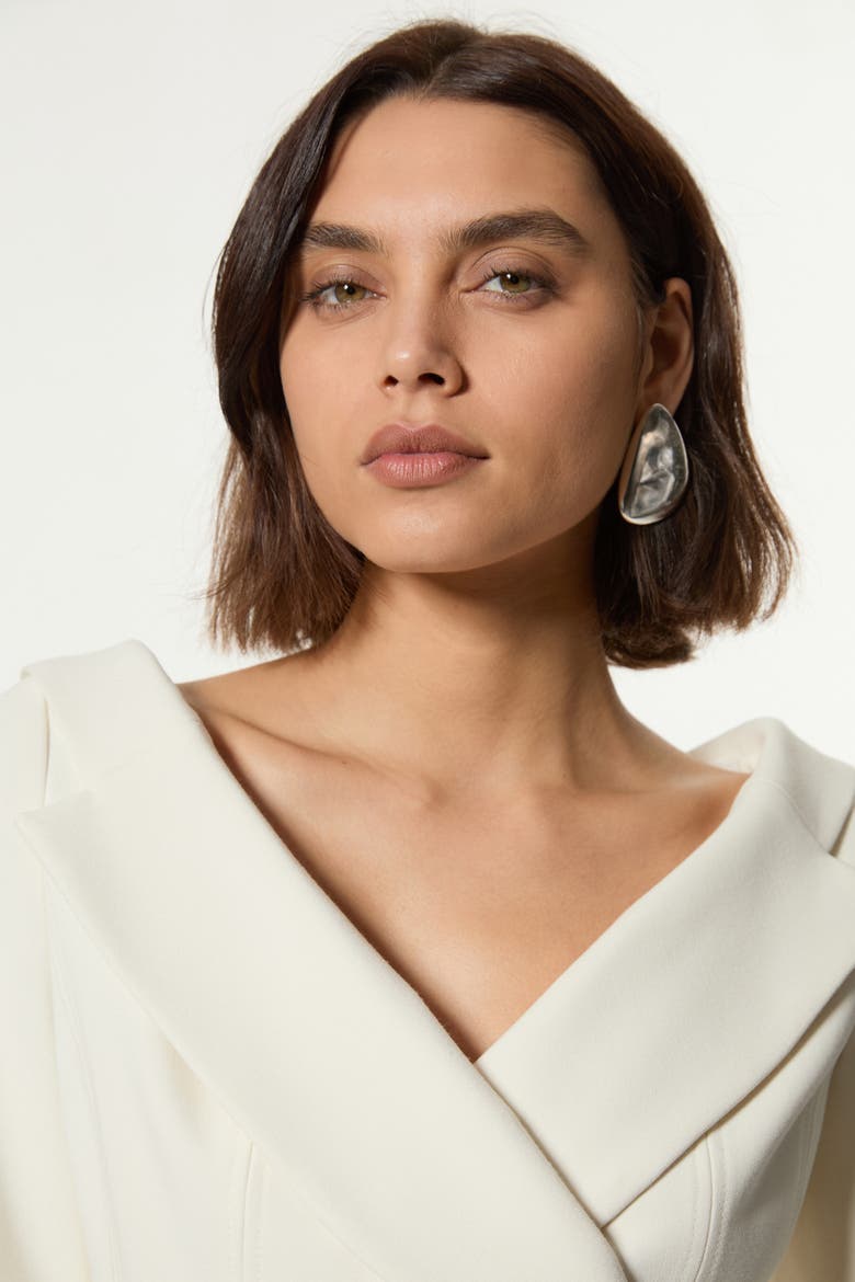 Compact Peplum Tailored Jacket, Alternate, color, Ivory