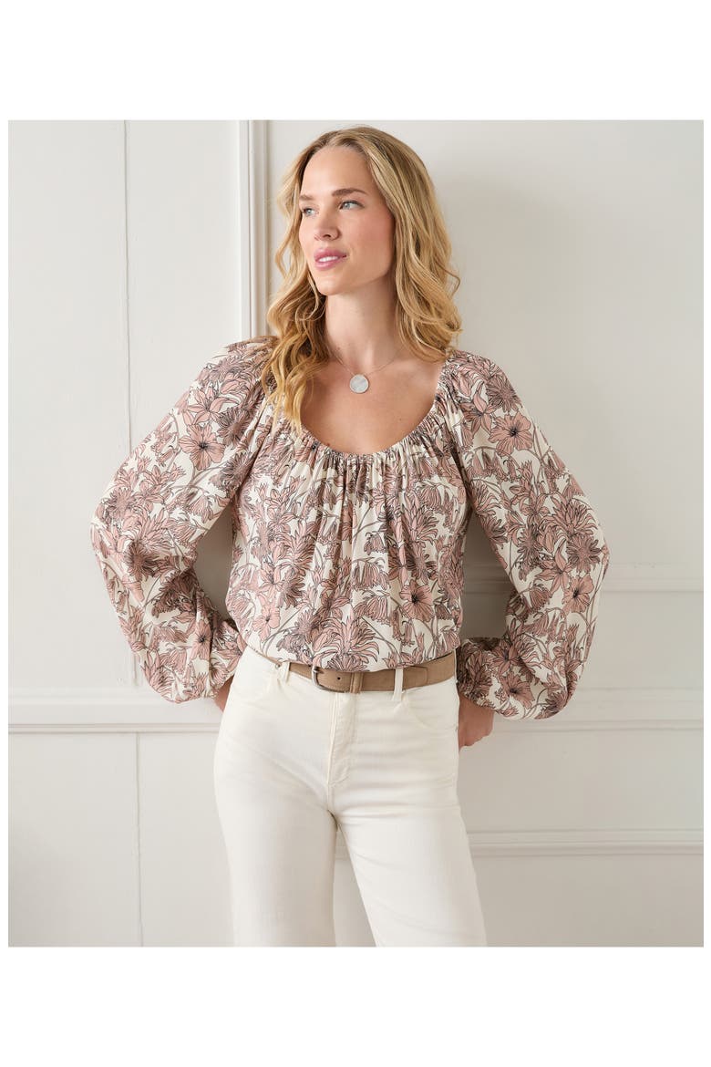 Floral Blouson Sleeve Peasant Top, Alternate, color, FLORAL