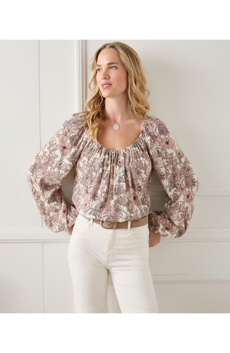 Karen Kane Floral Blouson Sleeve Peasant Top, Alternate, color, 