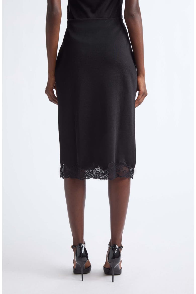 Lace Trim Knit Midi Skirt, Alternate, color, 0PA BLACK