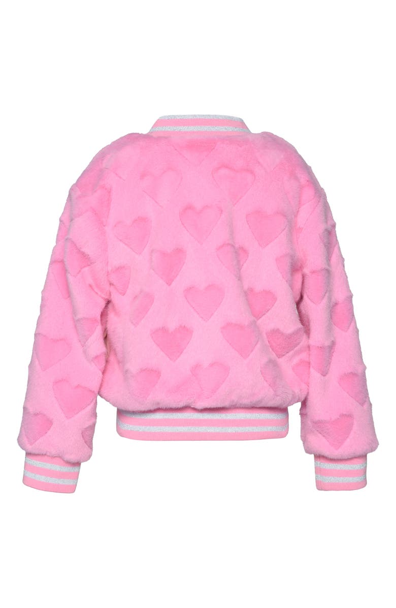 Truly Me Kids' Faux Fur Heart Bomber Jacket, Alternate, color, Pink