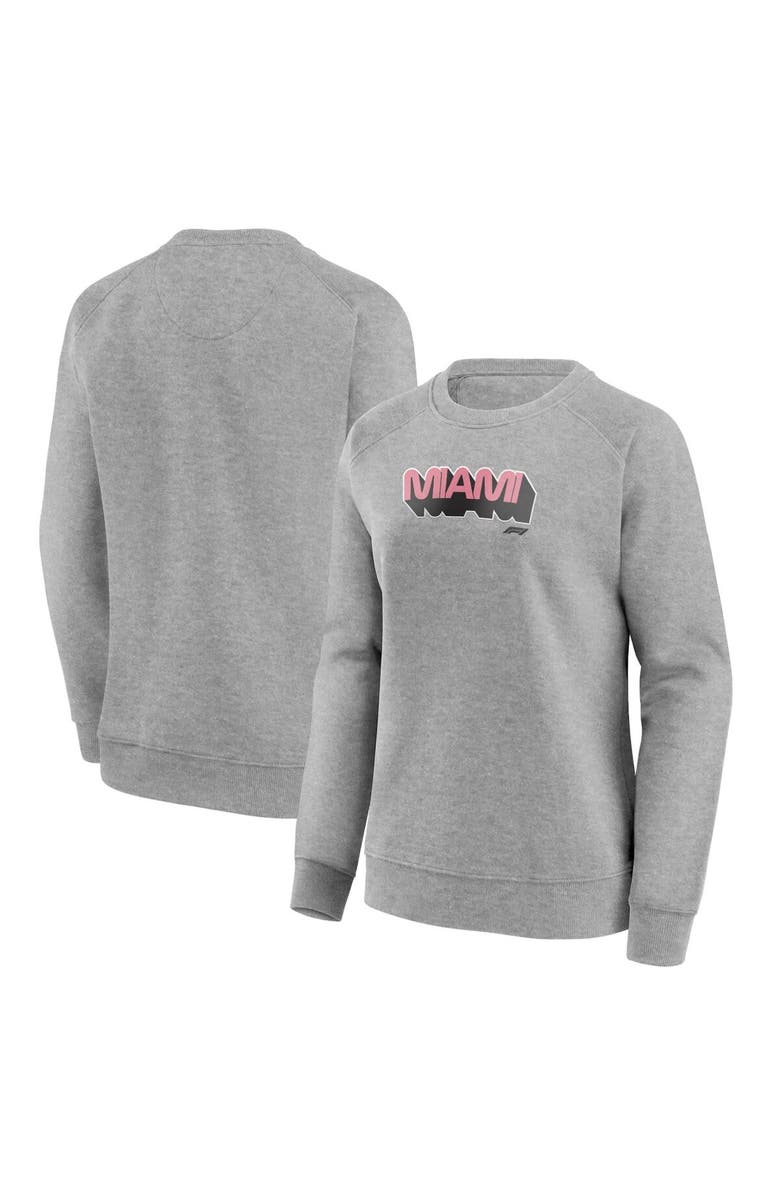 FANATICS Women's  Fanatics Branded Gray Formula 1 Miami Grand Prix Fleece Pullover Sweatshirt, Main, color, 