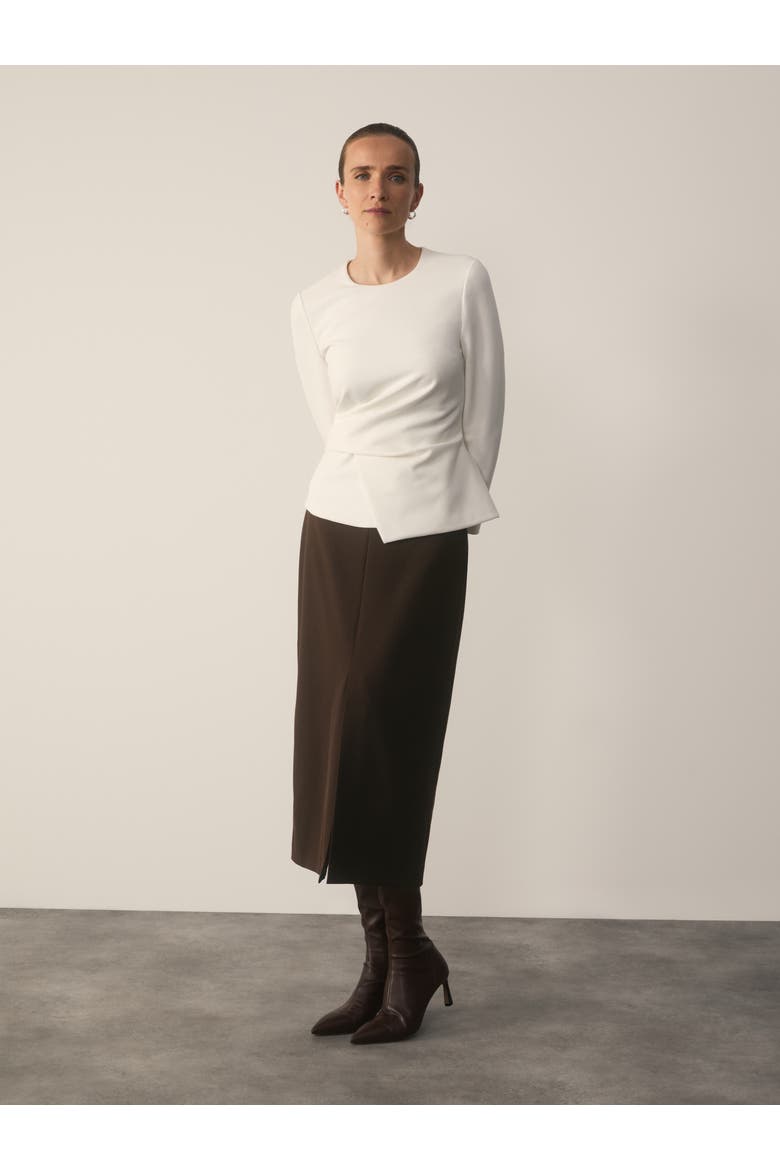 Malone Sculpt Stretch Crepe Top, Alternate, color, White