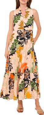 Vince Camuto Floral Sleeveless Tiered Maxi Dress