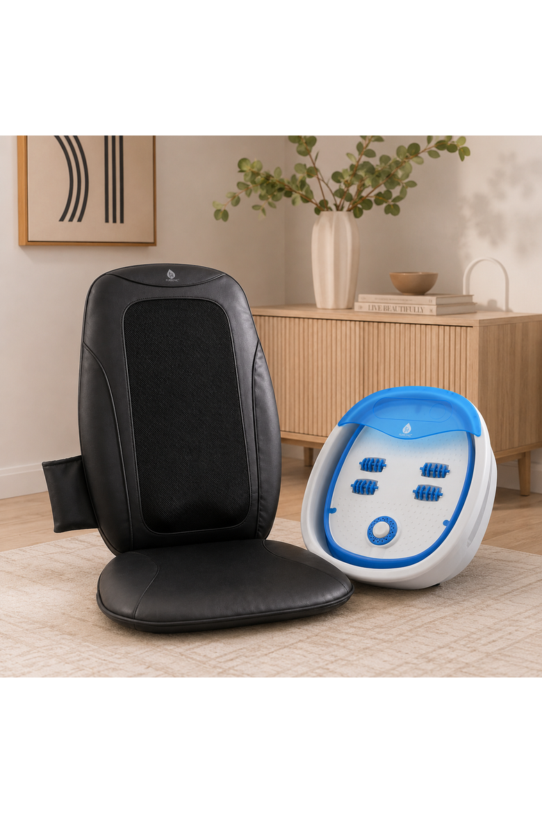 Shiatsu Chair Massager & Wireless Footbath, Alternate, color, Multicolor