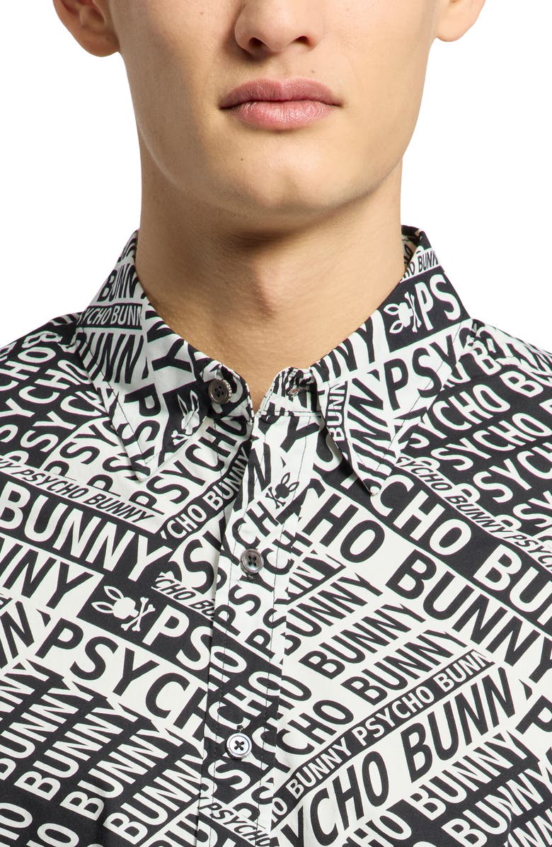 Psycho Bunny Capri Stretch Poplin Button-Up Shirt, Alternate, color, Black
