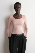 COS Satin-Trimmed Cotton Jersey Long-Sleeved Top