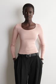 COS Satin-Trimmed Cotton Jersey Long-Sleeved Top