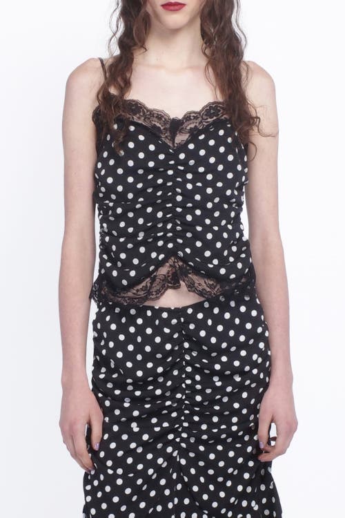 ANNA SUI ANNA SUI POLKA DOT RUCHED LACE CAMISOLE