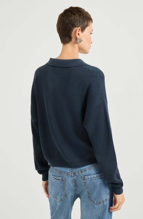 Brunello Cucinelli Polo-style Sweater In Blue