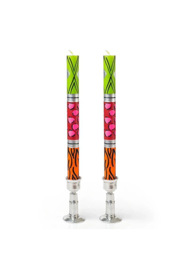 Wild Animal Painted Taper Candle - Set of 2, Main, color, Pair Of Tapers 9"
