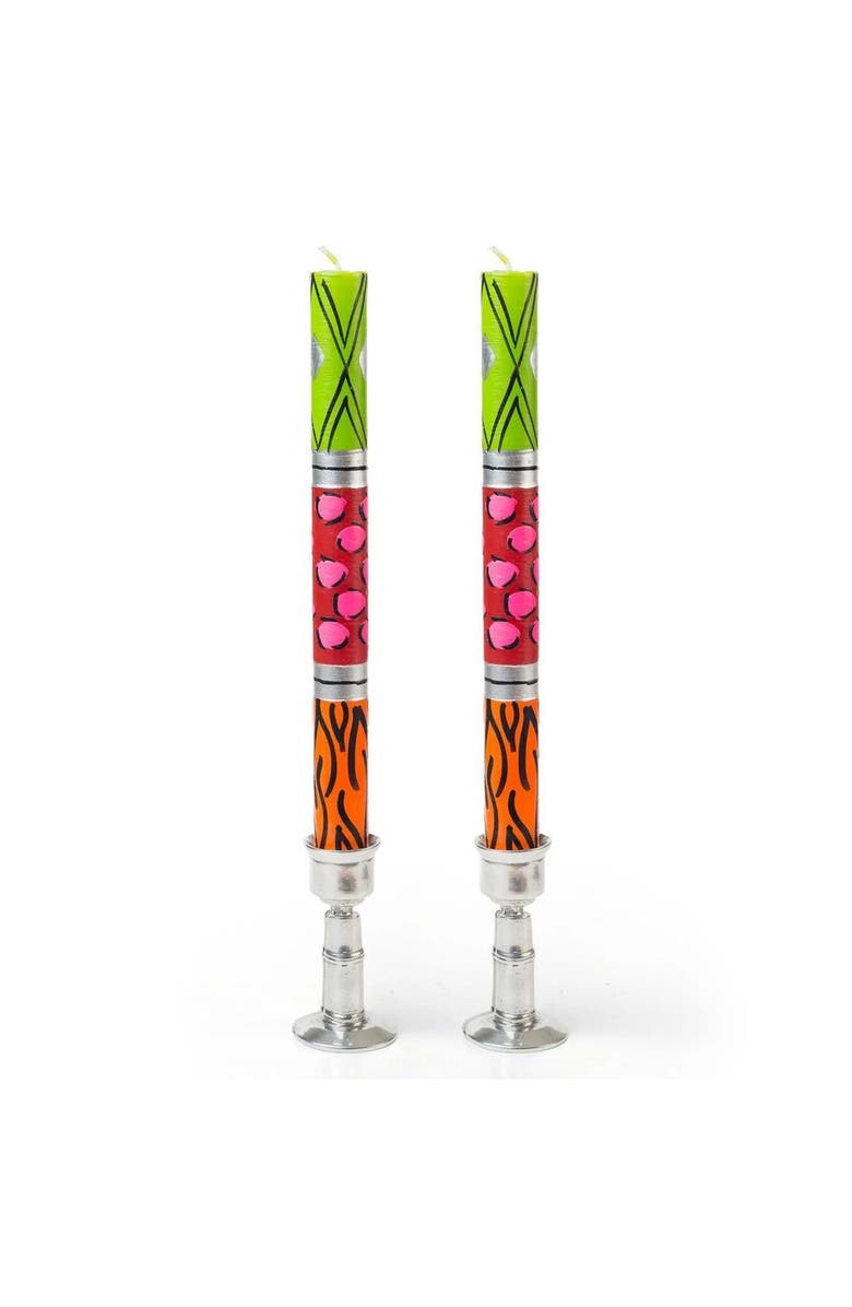 Thumbprint Artifacts Wild Animal Painted Taper Candle - Set of 2, Main, color, Pair Of Tapers 9"