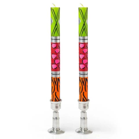 Wild Animal Painted Taper Candle - Set of 2