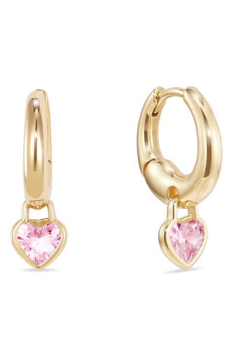 Cherie Heart Charm Huggie Hoop Earrings