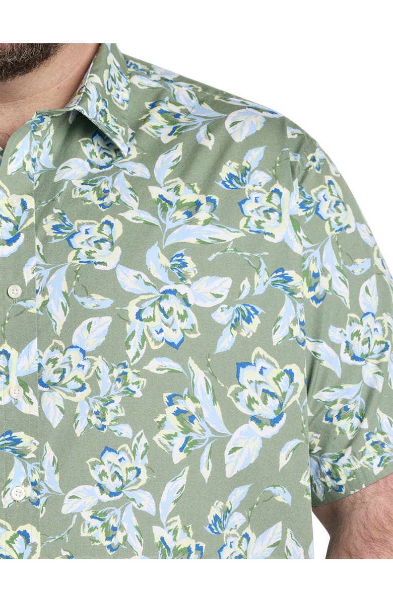True Nation by DXL Big & Tall Floral Sport Shirt, Alternate, color, Green Blue