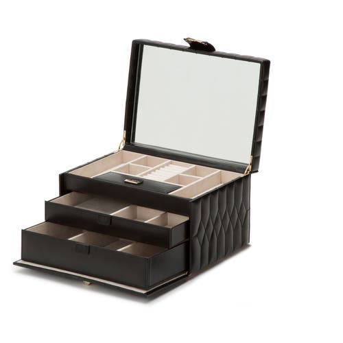 Wolf Caroline Medium Jewelry Case In Black