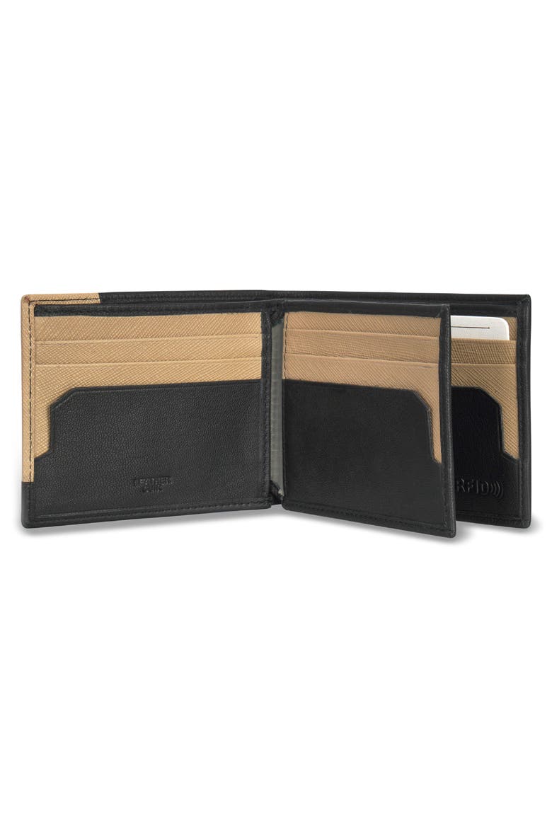 Iconic ID Flap Leather Bifold Wallet, Alternate, color, BLACK/ IVORY