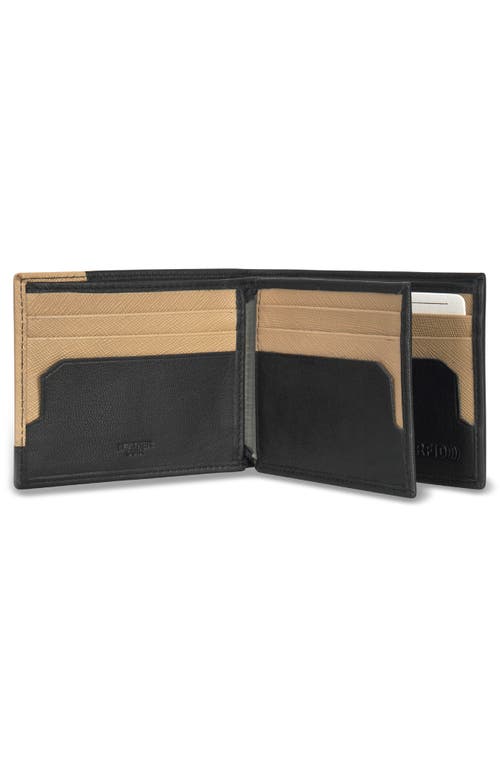 Shop Champs Iconic Id Flap Leather Bifold Wallet In Black/ivory