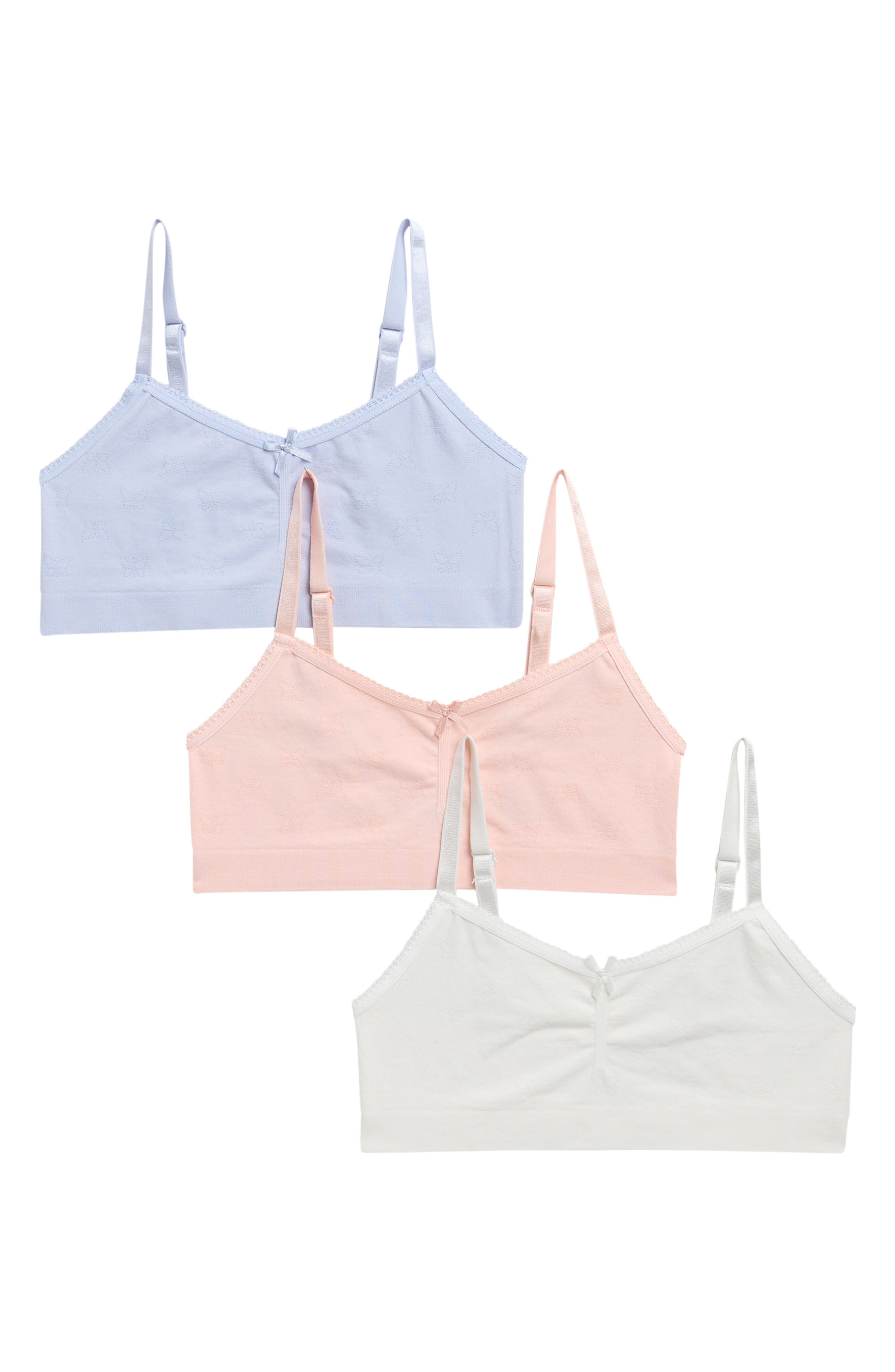 Laura Ashley Kids' Assorted 3-Pack Seamless Butterfly Pointelle Knit Bralettes