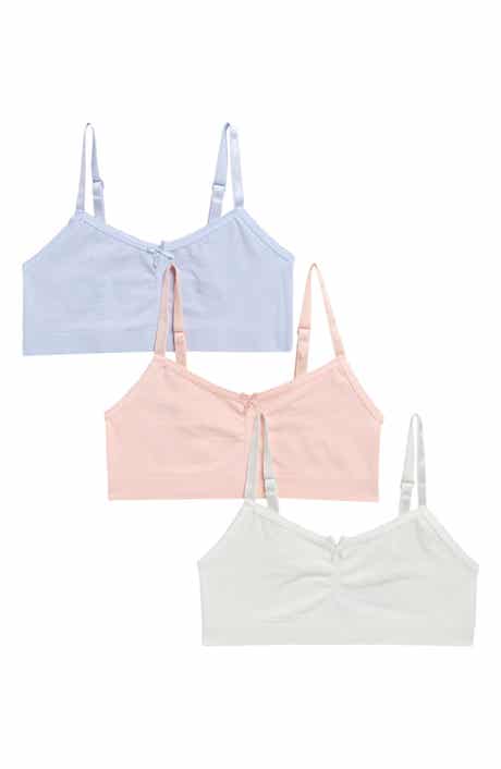 Laura Ashley Kids' Assorted 3-Pack Seamless Butterfly Pointelle Knit Bralettes