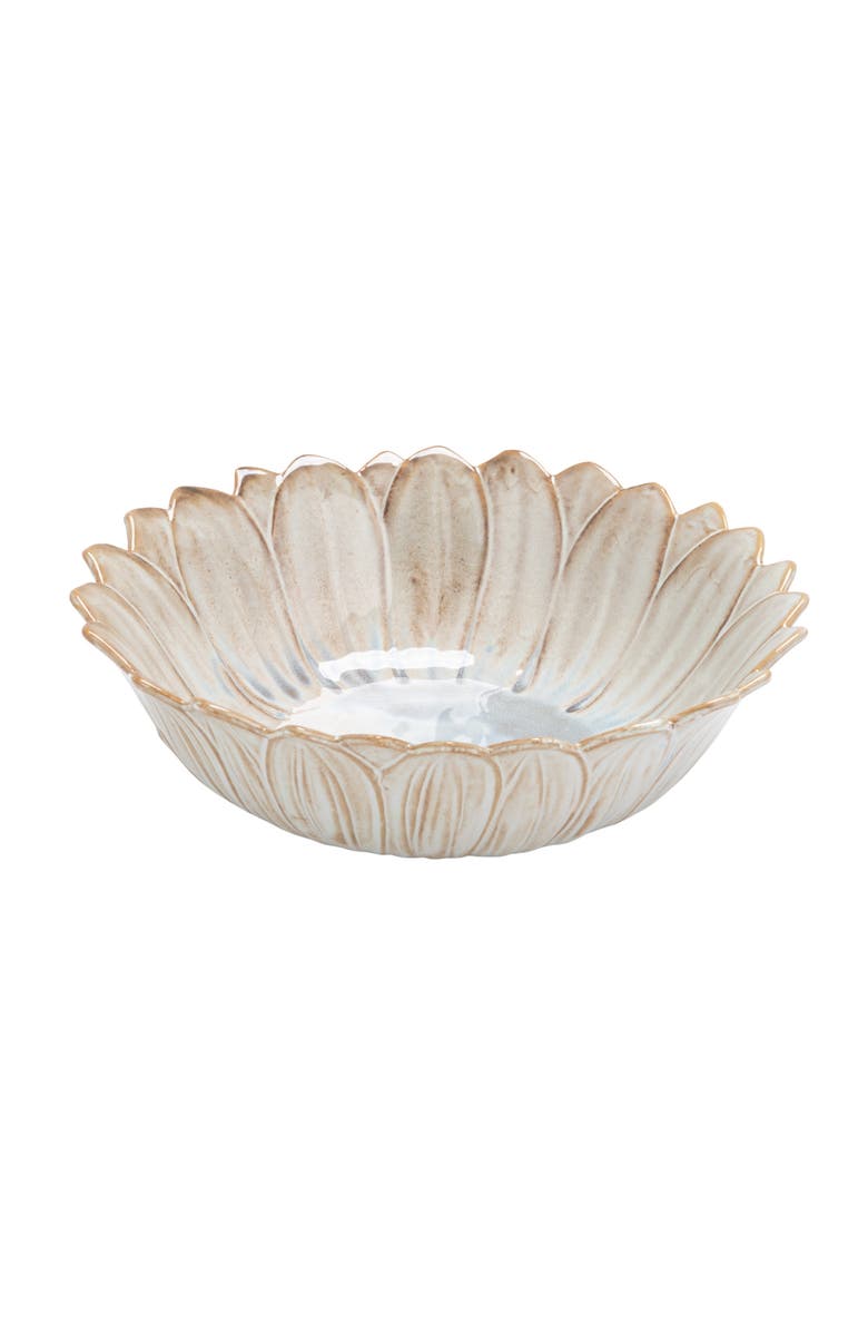 Storied Home Flower Shaped Bowl in Reactive Glaze, Main, color, White