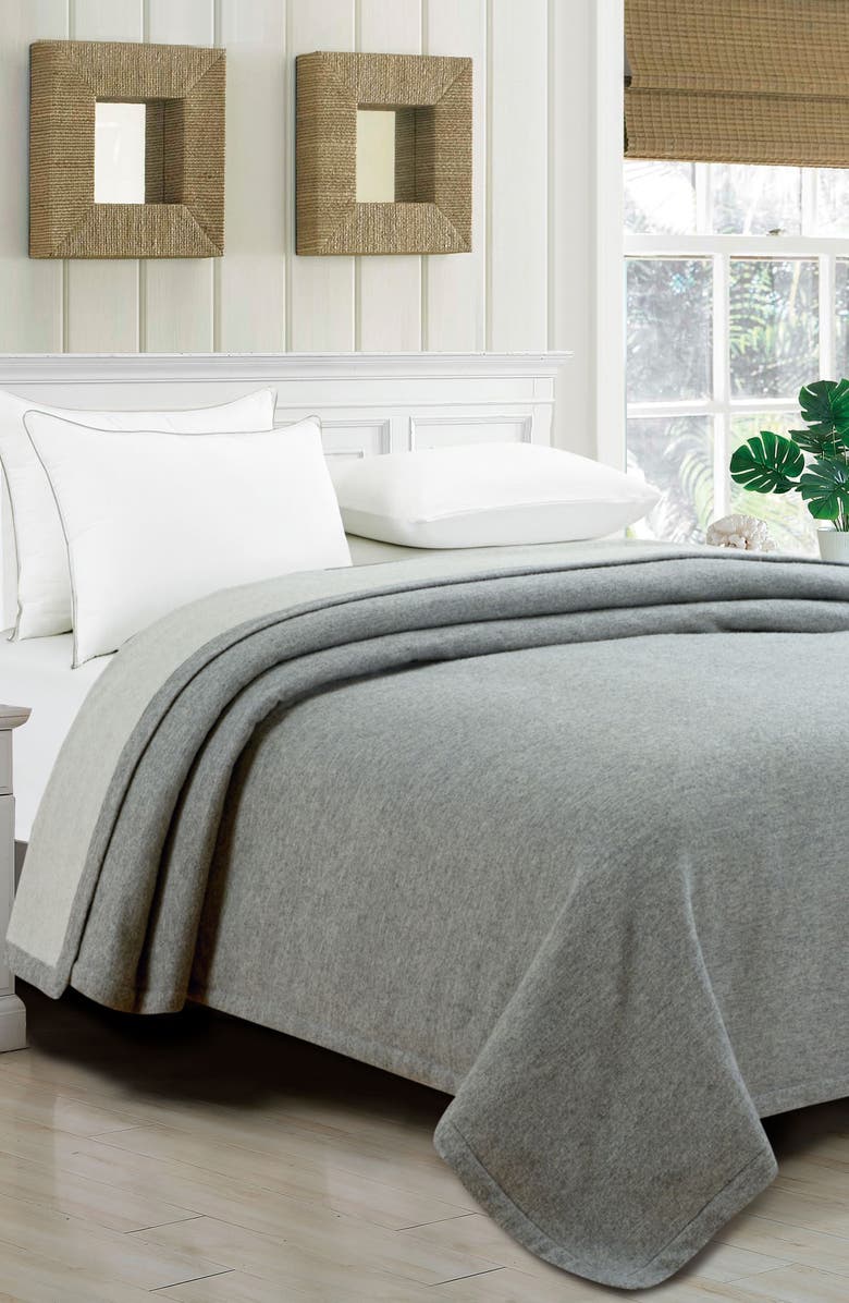 MELANGE HOME Self Hem Merino Wool Blanket, Alternate, color, Grey