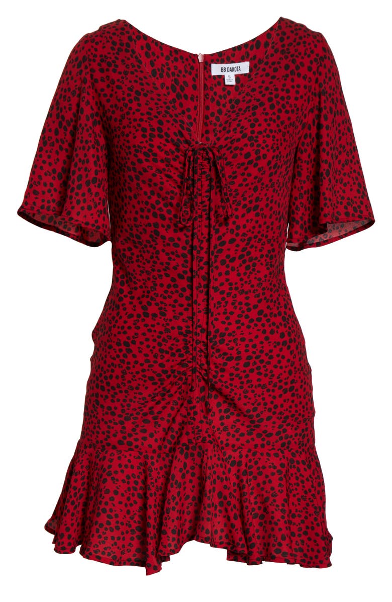 BB Dakota by Steve Madden BB Dakota Wildcat Print Flutter Sleeve Minidress, Alternate, color,
