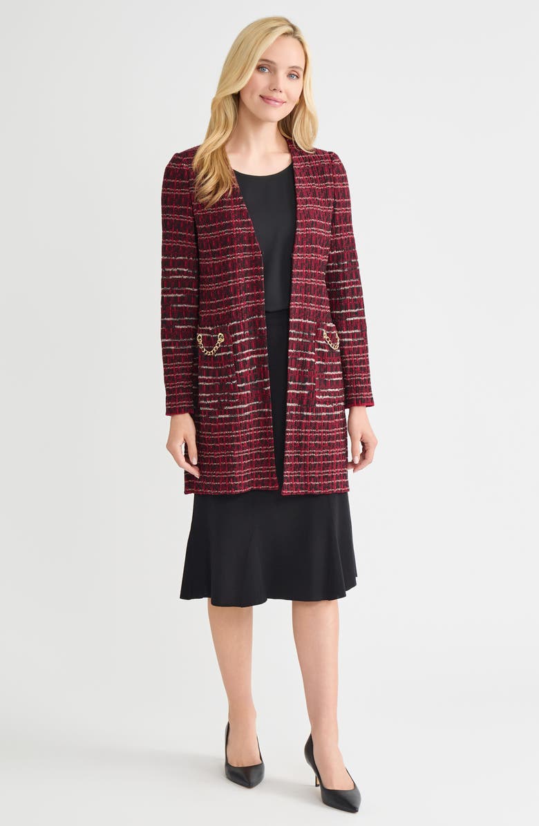 Misook Heritage Multi-Stitch Knit Jacket, Alternate, color, Scarlet Red/Sand