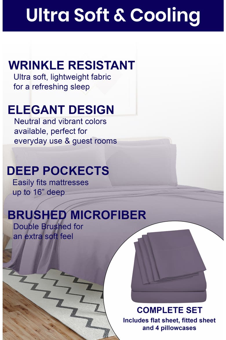 Bright Deep Pocket Premium Sheet Set, Alternate, color, LAVENDER